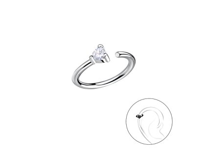 Stříbrný rozevírací piercing SRDCE 1.2 x 11 mm