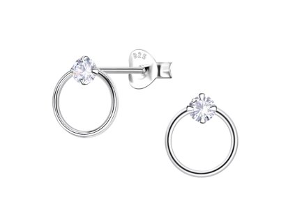Stříbrné náušnice Circle se Zirkonem