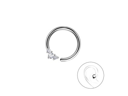 Stříbrný rozevírací piercing TRIO 1.2 x 11 mm