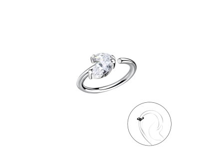 Stříbrný rozevírací piercing LEAF 1.2 x 11 mm