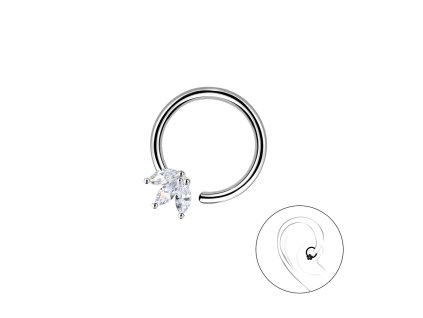 Stříbrný rozevírací piercing LEAFS 1.2 x 11 mm