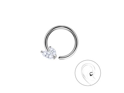 Stříbrný rozevírací piercing LEA 1.2 x 11 mm
