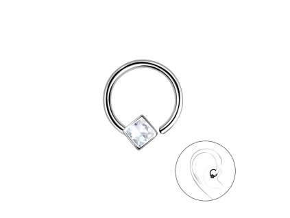 Stříbrný rozevírací piercing SQUARE 1.2 x 11 mm