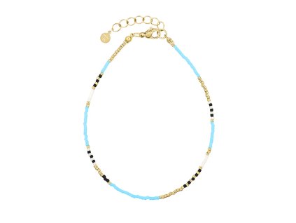 Náramek na nohu DELICATE Sky Blue Gold