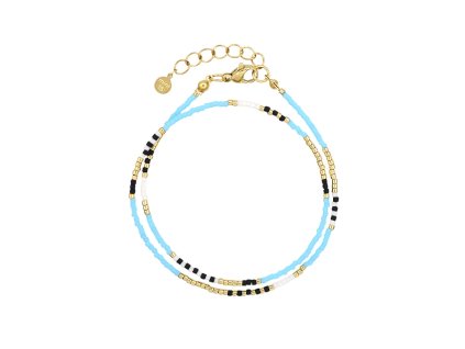 Miyuki wrap náramek Delicate Sky Blue Gold