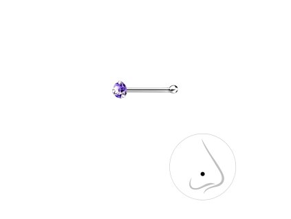 Stříbrný piercing do nosu s krystalem Violet 2 mm