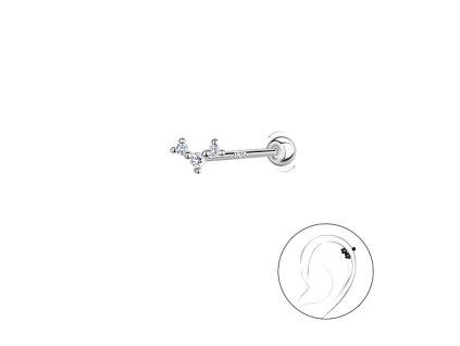 Stříbrný piercing ROCKIE 0.8 x 6 mm