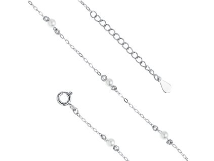 Stříbrný náramek na nohu s perličkami