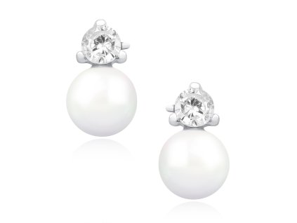 Stříbrné náušnice se Zirkonem a perličkou