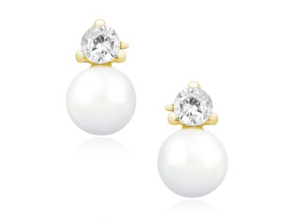 Pozlacené náušnice se Zirkonem a perličkou