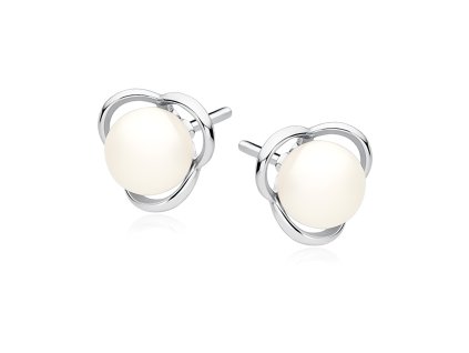 Stříbrné náušnice KVĚT s perličkou