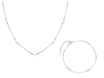 Stříbrná sada šperků s perličkami