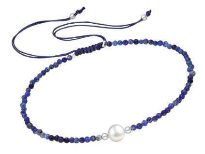 Šňůrkový náramek Lazurit s perličkou
