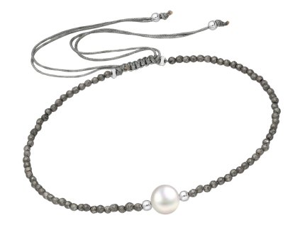 Šňůrkový náramek Pyrit s perličkou