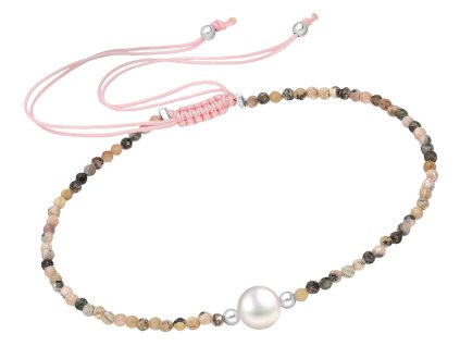 Šňůrkový náramek Rodonit s perličkou