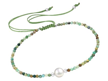 Šňůrkový náramek Africký tyrkys s perličkou