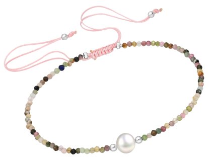 Šňůrkový náramek Turmalín s perličkou (1)