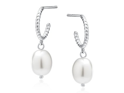 Stříbrné kruhy s perlou Twisted