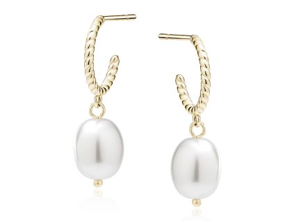 Pozlacené kruhy s perlou Twisted