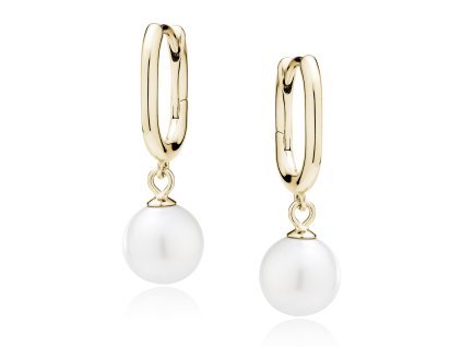 Pozlacené oválné náušnice s perlou