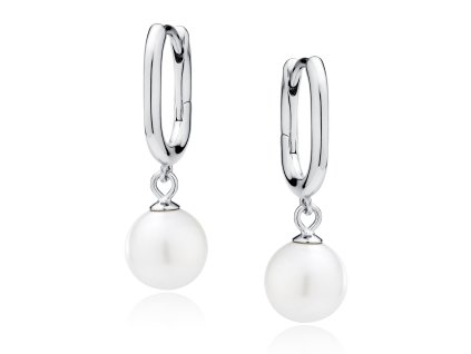 Stříbrné oválné náušnice s perlou
