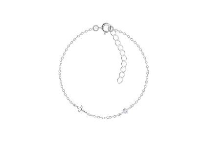 Stříbrný náramek KŘÍŽEK se Zirkonem