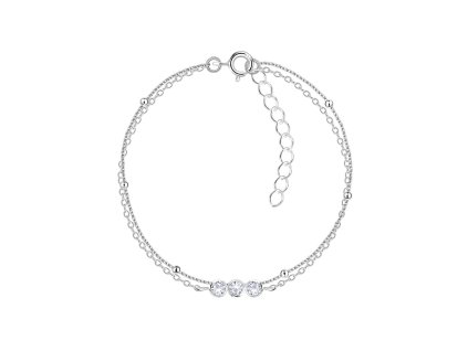 Stříbrný dvojitý náramek se Zirkony