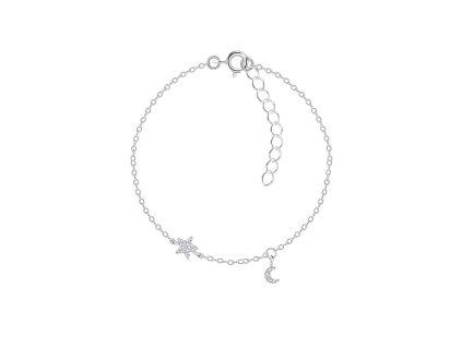 Stříbrný náramek MĚSÍC A HVĚZDA se Zirkony