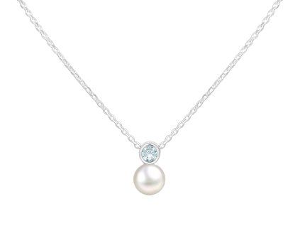 Stříbrný náhrdelník Birthstone s perličkou Prosinec