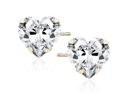 Pozlacené náušnice SRDCE 7 mm