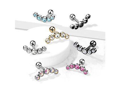 Piercing činka do ucha s Krystaly
