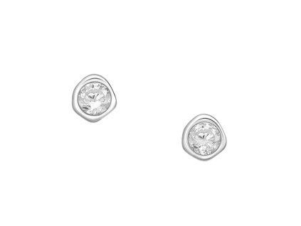 Stříbrné náušnice Birthstone Duben čiré