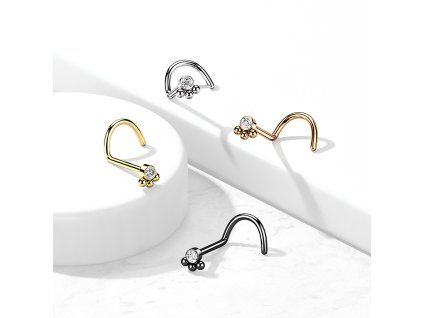 Piercing do nosu Three Balls se Zirkonem