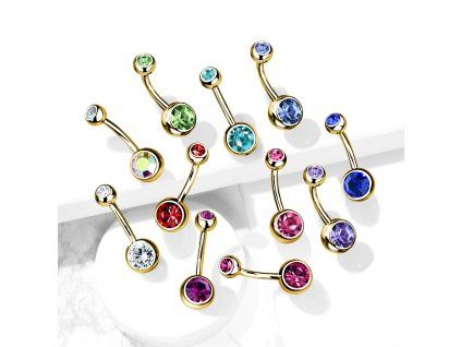 Piercing do pupíku s Krystaly Gold
