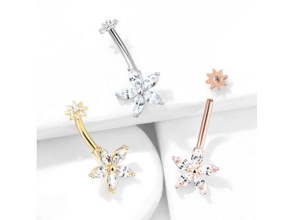 Piercing do pupíku Flower se Zirkony