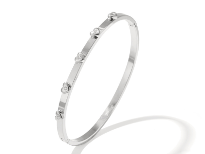 Pevný náramek HEARTS Silver