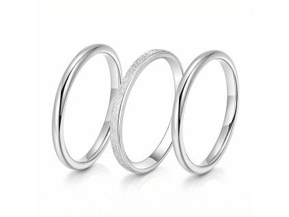 Sada prstenů Pure & Textured Silver