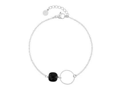 Náramek KARMA z černým obsidiánem Silver