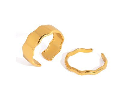 Set prstenů WAVY Gold