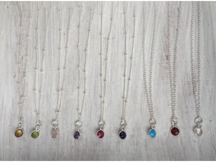 Náhrdelník Birthstone Silver (Délka 51cm, Měsíc narození Květen - Smaragd (zelený), Typ řetízku Cable)