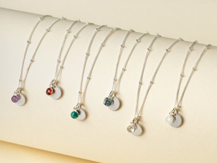 Stříbrný náhrdelník Birthstone s přívěskem