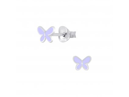 Dětské stříbrné náušnice motýlek fialový  Ag 925/1000