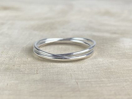Stříbrný trojitý propojený prstýnek simple  Ag 925/1000