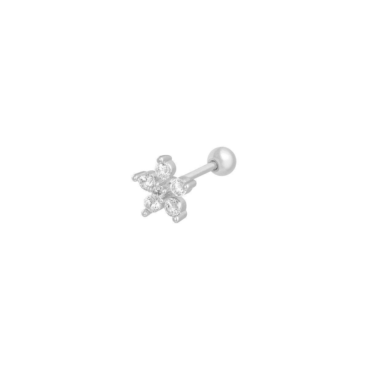 Levně SYLVIENE Piercing FLOWER se Zirkony Silver