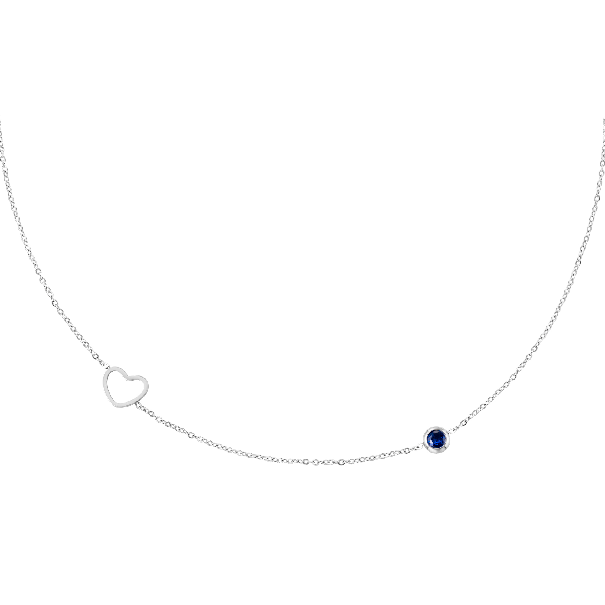 Levně SYLVIENE Náhrdelník choker Birthstone Silver Měsíc narození: Září - Zirkon Safír