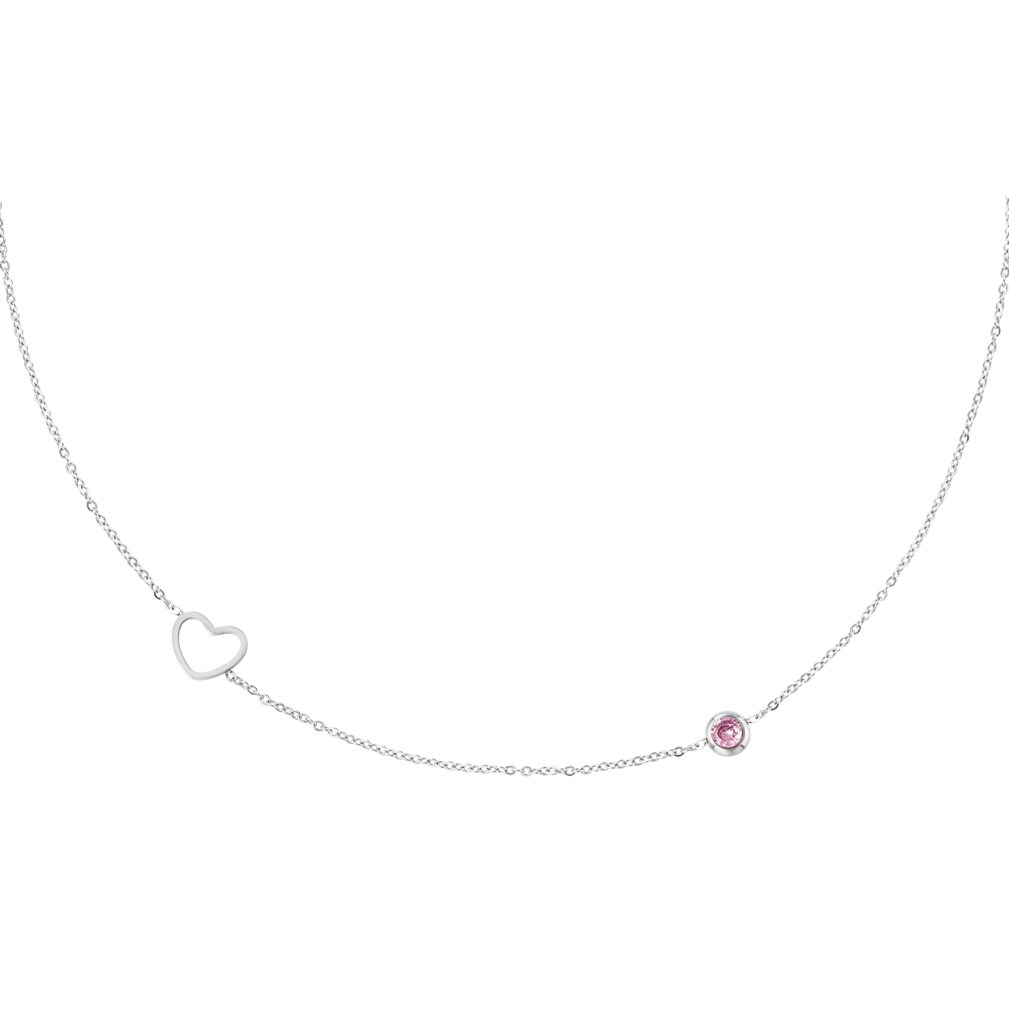 Levně SYLVIENE Náhrdelník choker Birthstone Silver Měsíc narození: Říjen - Zirkon Turmalín
