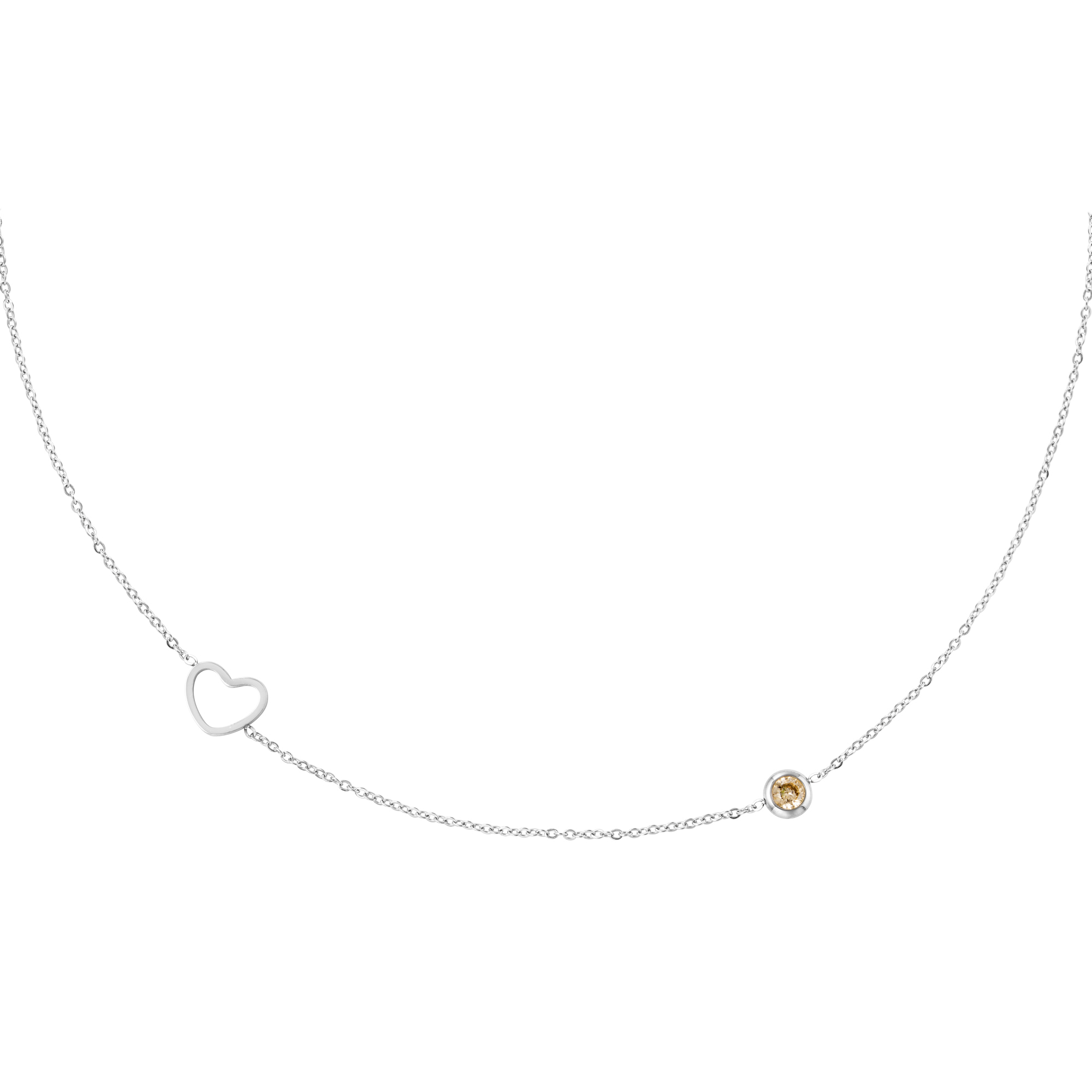 Náhrdelník choker Birthstone Silver Měsíc narození: Listopad - Zirkon Citrín