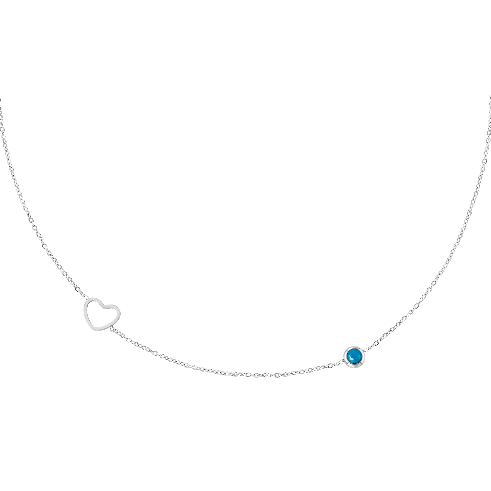 Levně SYLVIENE Náhrdelník choker Birthstone Silver Měsíc narození: Prosinec - Zirkon Tyrkys