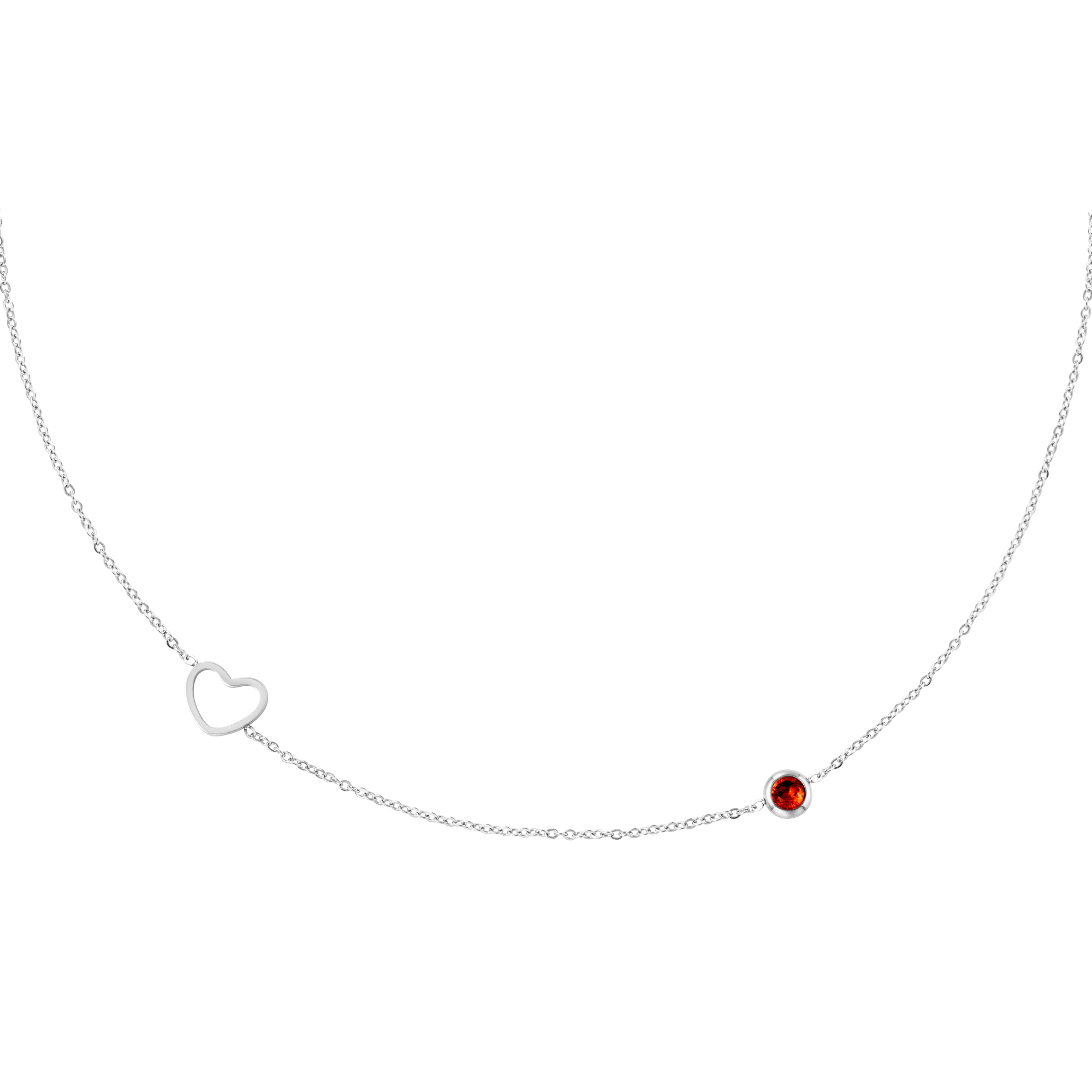 Levně SYLVIENE Náhrdelník choker Birthstone Silver Měsíc narození: Leden - Zirkon Granát