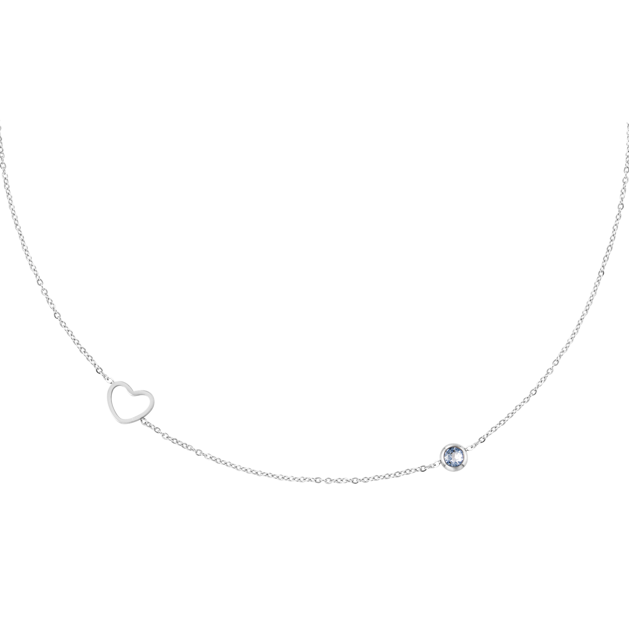 Levně SYLVIENE Náhrdelník choker Birthstone Silver Měsíc narození: Březen - Zirkon Akvamarín